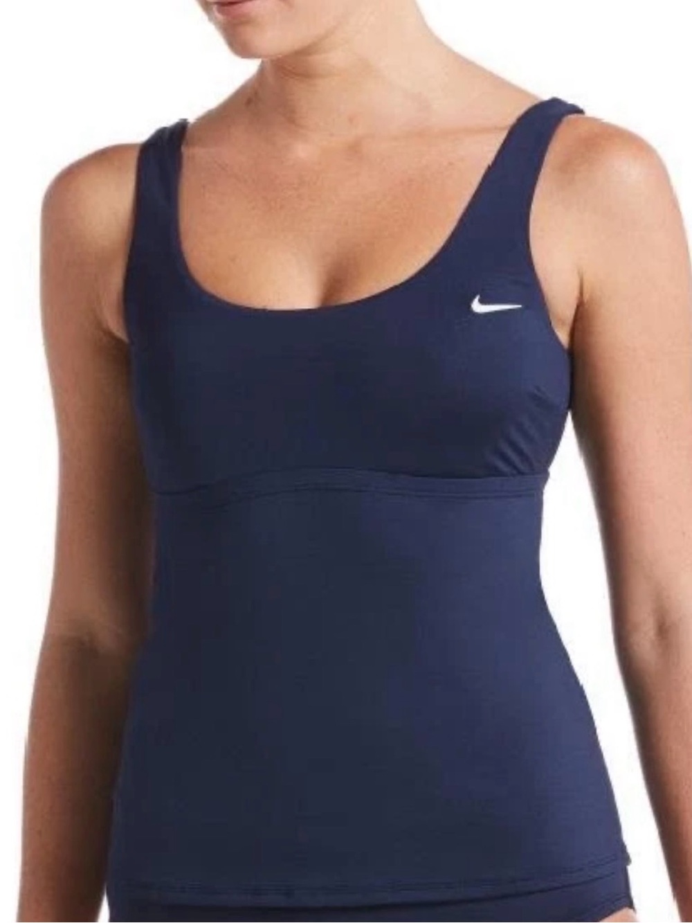 Nike Swim Women's Essential Scoop Neck Tankini Top Midnight Navy